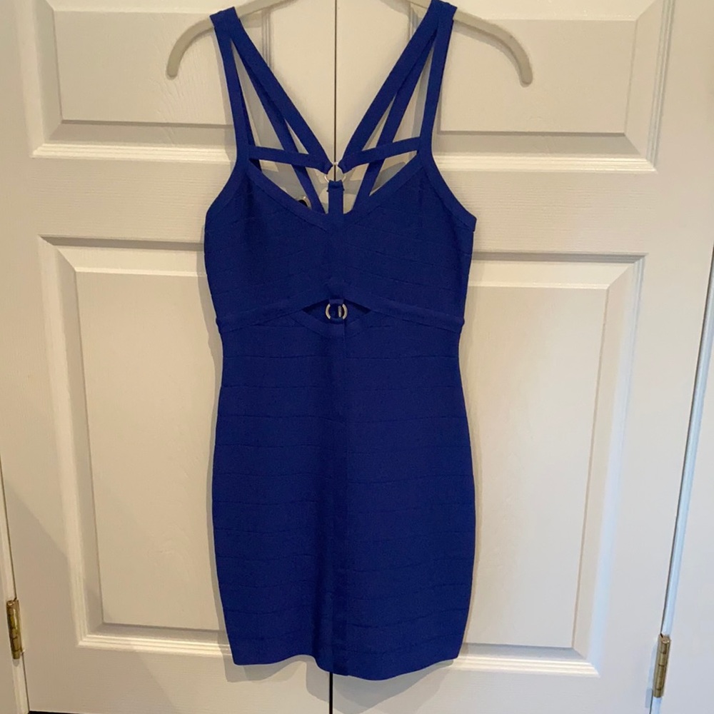 Bebe royal blue bandage dress